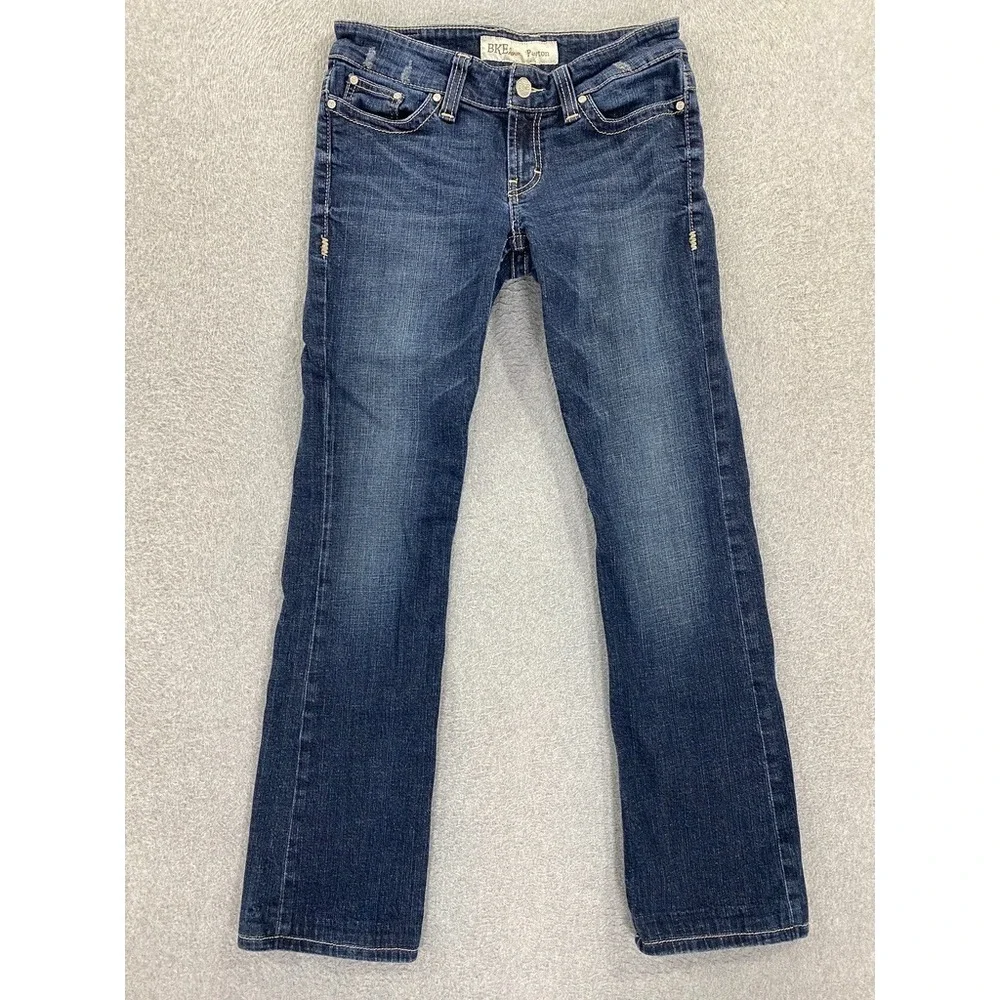 BKE Payton Bootcut Jeans Women 28L (Fit 29x31) Dark Wash Contrast Stitch Stretch